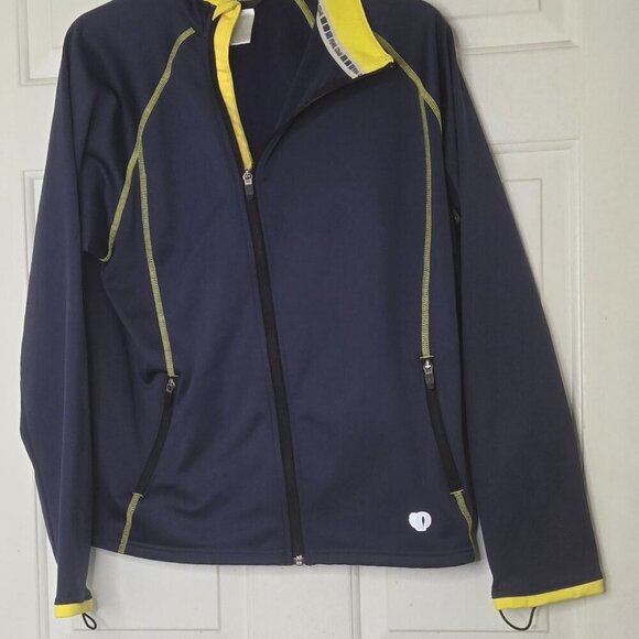Pearl Izumi Full Zip Fleece Jacket Blue w/ Yellow Trim Size Large - Picture 5 of 6